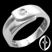 HAND-IN-HAND - 0.1Ct. DIAMOND & 18K WHITE GOLD RING ( FOR MAN )