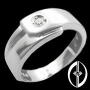 HAND-IN-HAND - 0.1Ct. DIAMOND & 18K WHITE GOLD RING ( FOR MAN ) (Hand-in-Hand - 0.1Ct. DIAMOND & 18K Bague en or blanc (pour l`homme))