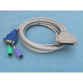 D-SUB 25PIN FEMALE TO H-DENSITY 15PIN FEMALE AND MINIDIN 6PIN FEMALE*2 (D-SUB 25PIN FEMALE TO H-DENSITY 15PIN FEMALE AND MINIDIN 6PIN FEMALE*2)