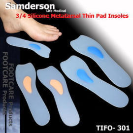 Thin 3/4 Silicone Insole with Softer Blue Dots in Raised Metatarsal Area