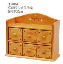 WOODEN BOX WITH 6 DRAWER (BOITE EN BOIS AVEC 6 TIROIRS)