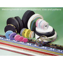 Webbing bands of various materials,sizes and patterns (Gurtband Bands aus verschiedenen Materialien, Größen und Mustern)