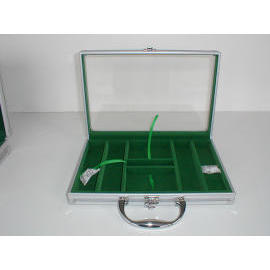 silver aluminum poker chip case with window for 200pcs
