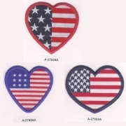 Woven label + Emebroidery Motif , Iron On Applique , Emblem , Badge , USA Flag .