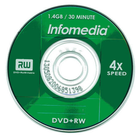 CD-R, DVDR, blank DVD, DVD media, storage media, storage,8cm Infomedia DVD+RW 4X