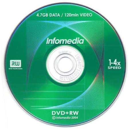 CD-R, DVDR, blank DVD, DVD media, storage media, storage,Infomedia DVD+RW 4X