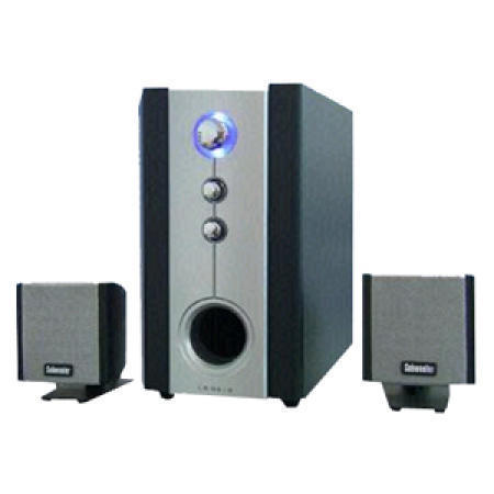 Magnetically-Shielded 2.1 Subwoofer Speaker System; Slim and Compact, Requires M