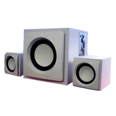 Wooden Satellite 2.1 Subwoofer Speaker System in White with MP3 and Earphone Jac (Спутниковая 2,1 Деревянный сабвуфер акустическая система в белый цвет с MP3 и наушник J)