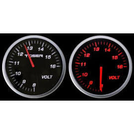 TOSER 60MM WHITE/RED VOLTAGE RACING GAUGE (TOSER 60MM WHITE/RED VOLTAGE RACING GAUGE)