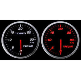 TOSER 60MM WHITE/RED VACUUM RACING GAUGE (TOSER 60MM WHITE/RED VACUUM RACING GAUGE)