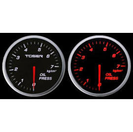 TOSER 60MM WHITE/RED OIL PRESSURE RACING GAUGE (Toser 60MM BLANC / ROUGE RACING OIL PRESSURE GAUGE)