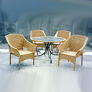 Lonzania IV wicker chair set + 48`` table, (Lonzania chaise en osier IV set + 48``de table,)