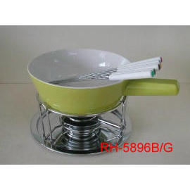 CERAMIC CHEESE FONDUE SET (CERAMIQUE Ensemble à fondue)