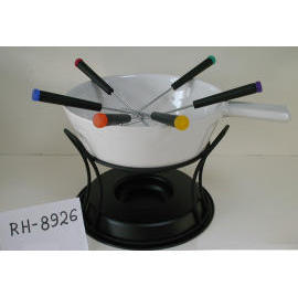 CERAMIC CHEESE FONDUE SET (CERAMIQUE Ensemble à fondue)