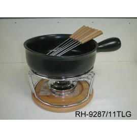 CERAMIC CHEESE FONDUE SET (CERAMIQUE Ensemble à fondue)
