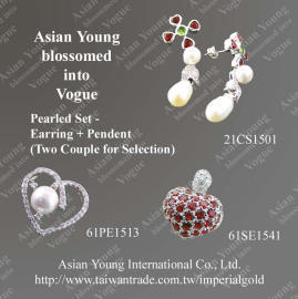 Pearled Set -Earrings + Pendent (Pearled Set -Earrings + Pendent)