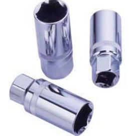 Spark-plug socket (single-groove type, angle-milled, knurled, chrome-plated) (Spark-prise de courant (type en une seule rainure, angle-blanchi, moletée, chro)