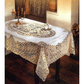 VINYL CROCHET TABLECLOTH WITH GOLDEN