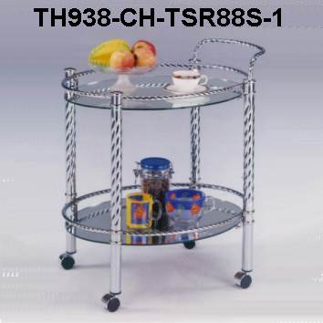 SERVING CARTS-OVAL TRAY W/TWIST METAL PARTS IN SILVER (SERVING CARTS-OVAL TRAY W/TWIST METAL PARTS IN SILVER)
