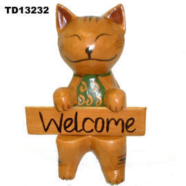HANDICRAFT WOODEN CAT FOR SHELF (РУКОДЕЛИЯ ДЕРЕВЯННОЕ КПП для полки)