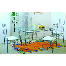 Metal dining chair and table (Обеденный металлический стул и стол)