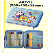 TIN ZIPPER CASE W/STATIONERY SET. (TIN ZIPPER CASE W/STATIONERY SET.)