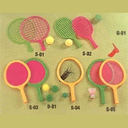 Model S-01, S-02, S-03, S-04, S-05 Sporting Rackets and Balls (Modèle S-01, S-02, S-03, S-04, S-05 Raquettes de sport et ballons)