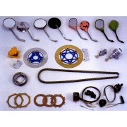 chain, switch, disc, gasket, lock, caliper, mirror (Kette, Schalter, Scheibe, Dichtung, Schloss, Bremssattel, Spiegel)