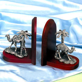 Solid wood/camel bookends