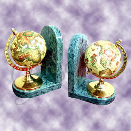 Marble bookends with globe (Marble bookends with globe)