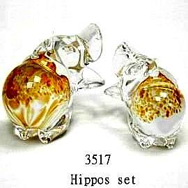 Handicraft Glass Hippo Set 3517 (Кустарный стекло Бегемот Задать 3517)