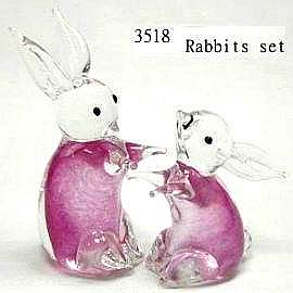 Handicraft Glass Rabbit Set 3518 (Кустарный стекло Кролика Задать 3518)