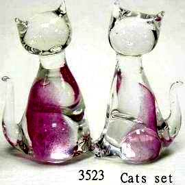 Handicraft Glass Cats set 3523 (Кустарный стекло кошки набор 3523)