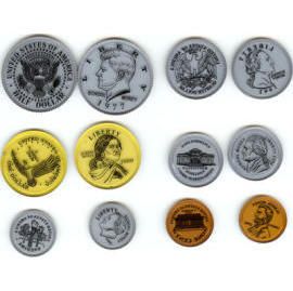 Overhead US dollar coins (Overhead US dollar coins)
