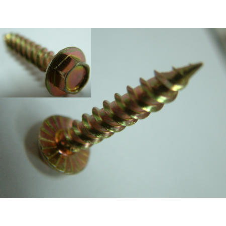 TAPPING SCREW--HWH HEAD SELF TAPPING SCREW WITH UNDERHEAD SERRATION YELLOW ZINC (BLECHSCHRAUBE - HWH HEAD Blechschrauben MIT Unterkopf Verzahnung gelb verzinkt)