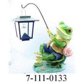 POLYRESIN FROG W/SOLAR LIGHT (POLYRESIN FROG W / LUMIERE SOLAIRE)