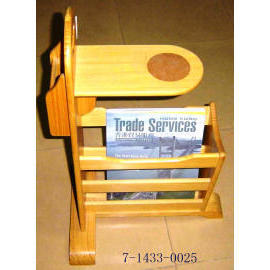 K/D PINE WOODEN MAGAZINE RACK (K / D PIN BOIS PORTE REVUES)