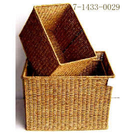 SET OF 3 STORAGE SEAGRASS BASKETS (LOT DE 3 PANIERS DE STOCKAGE Seagrass)