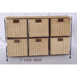 6 Schublade STORAGE UNIT IN RATTAN UND EISEN (6 Schublade STORAGE UNIT IN RATTAN UND EISEN)