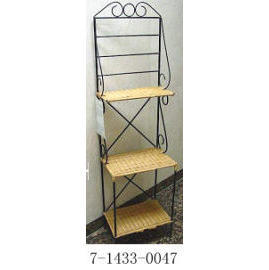 WIRE RACK &RATTAN SHELF (WIRE RACK & ETAGERE ROTIN)