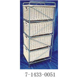 WIRE RACK&RATTAN 4 DRAWERS (WIRE RACK & ROTIN 4 TIROIRS)