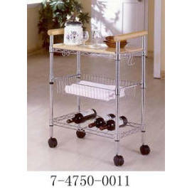 KITCHEN CART WITH WOODEN HANDLE