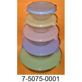 5PCS GLASS STROAGE BOWL SET (5PCS GLASS STROAGE BOWL SET)