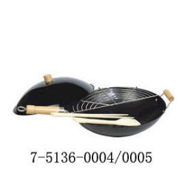 12 INCH-STICK CHINESE WOK SET (WOODEN HANDLE) (12 INCH-STICK CHINESE WOK SET (WOODEN HANDLE))