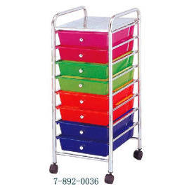 8-PLASTIC DRAWER TROLLEY WITH 1-METAL SHELF (8-TIROIR EN PLASTIQUE AVEC CHARIOT 1-Tablette)