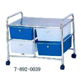 4-PLASTIC DRAWER TROLLEY WITH 1-METAL SHELF (4-TIROIR EN PLASTIQUE AVEC CHARIOT 1-Tablette)