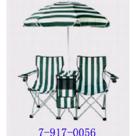 2 FOLDING CHAIR WITH END TABLE AND UMBRELLA (2 Folding Chair With End ТАБЛИЦА и зонтик)