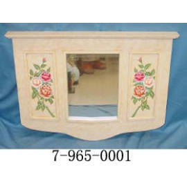 WOOD MIRROR WITH FLORAL MOTIF (WOOD MIRROR WITH FLORAL MOTIF)