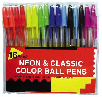 16CT NEON & COLOR BALL PENS (16CT NEON & COLOR Шариковые ручки)