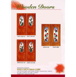 Wooden doors with glasses